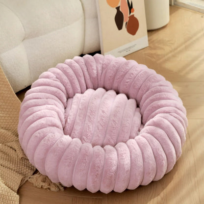 Round Plush Dog Bed for Medium Pets, Winter Soft Nest