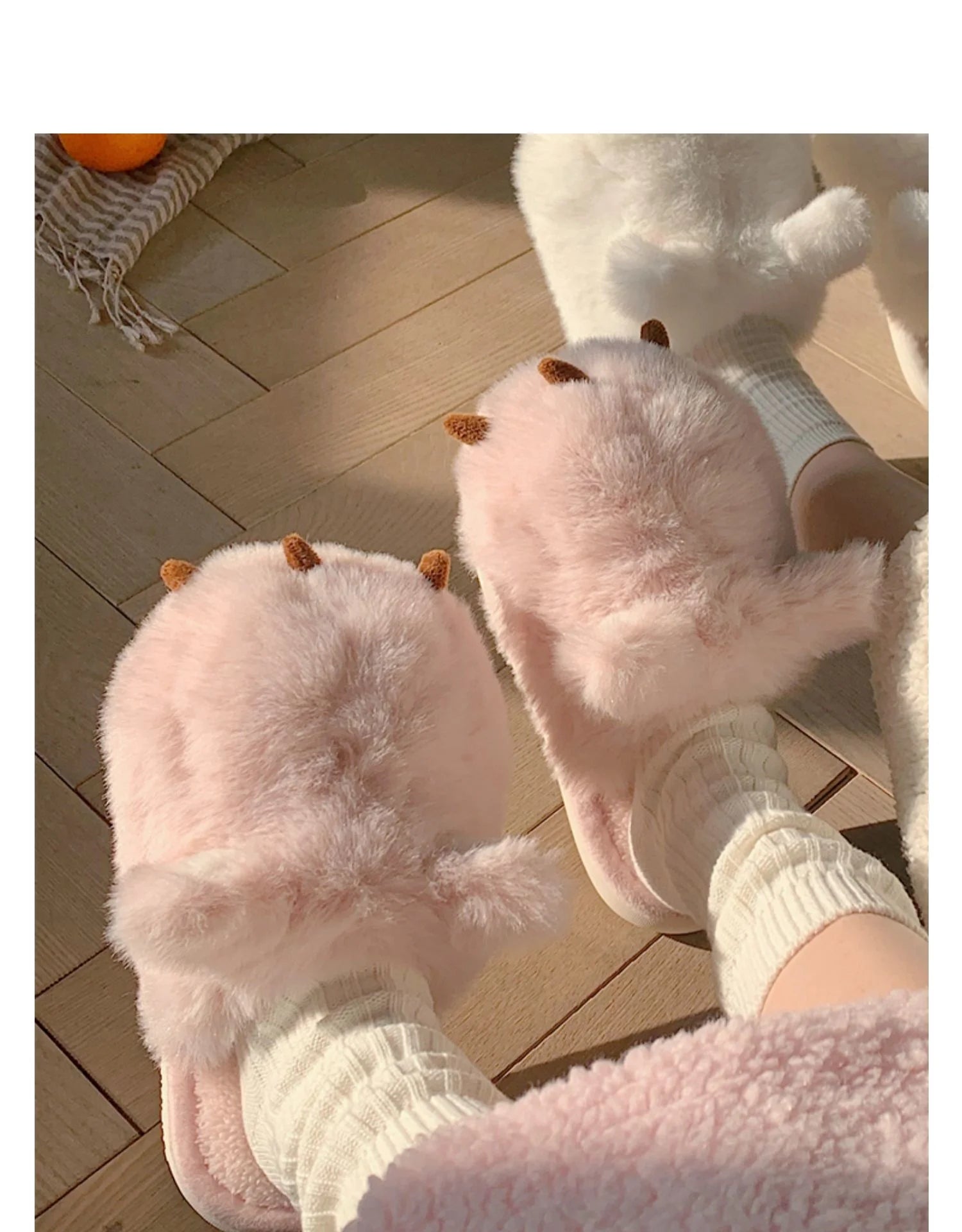 Cute Warm Cat Paw Cotton Slippers For Women's 2022 Winter Home Plush Anti-skid Slipper Funny Household Shoes