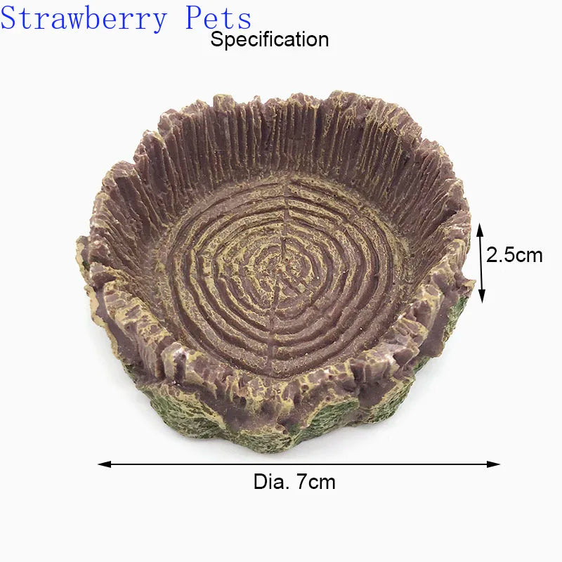 Resin Aquarium Pet Reptile Feeder Bowl Basin Food Water Pot Reptile Turtle Tortoise Scorpion Lizard Crabs Supplies 10cm