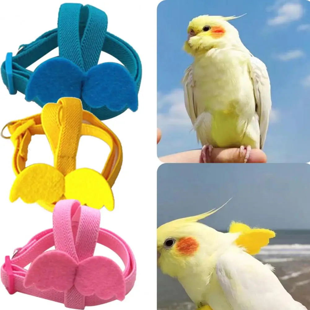 ロングケーブル 鳥用ハーネス リーシュ 噛みつき防止 トレーニングロープ 装飾 軽量 インコ オウム ベスト ロープ オカメインコ 小鳥用