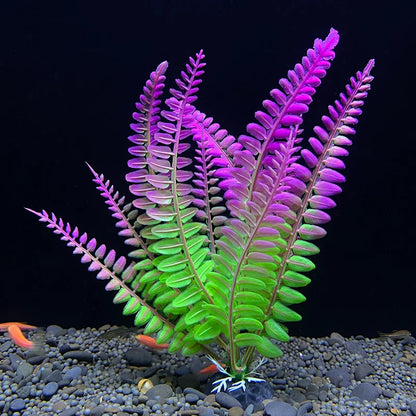 7.08 吋魚缸仿真植物水族箱人造裝飾植物擺飾水草魚缸塑膠裝飾 18 厘米
