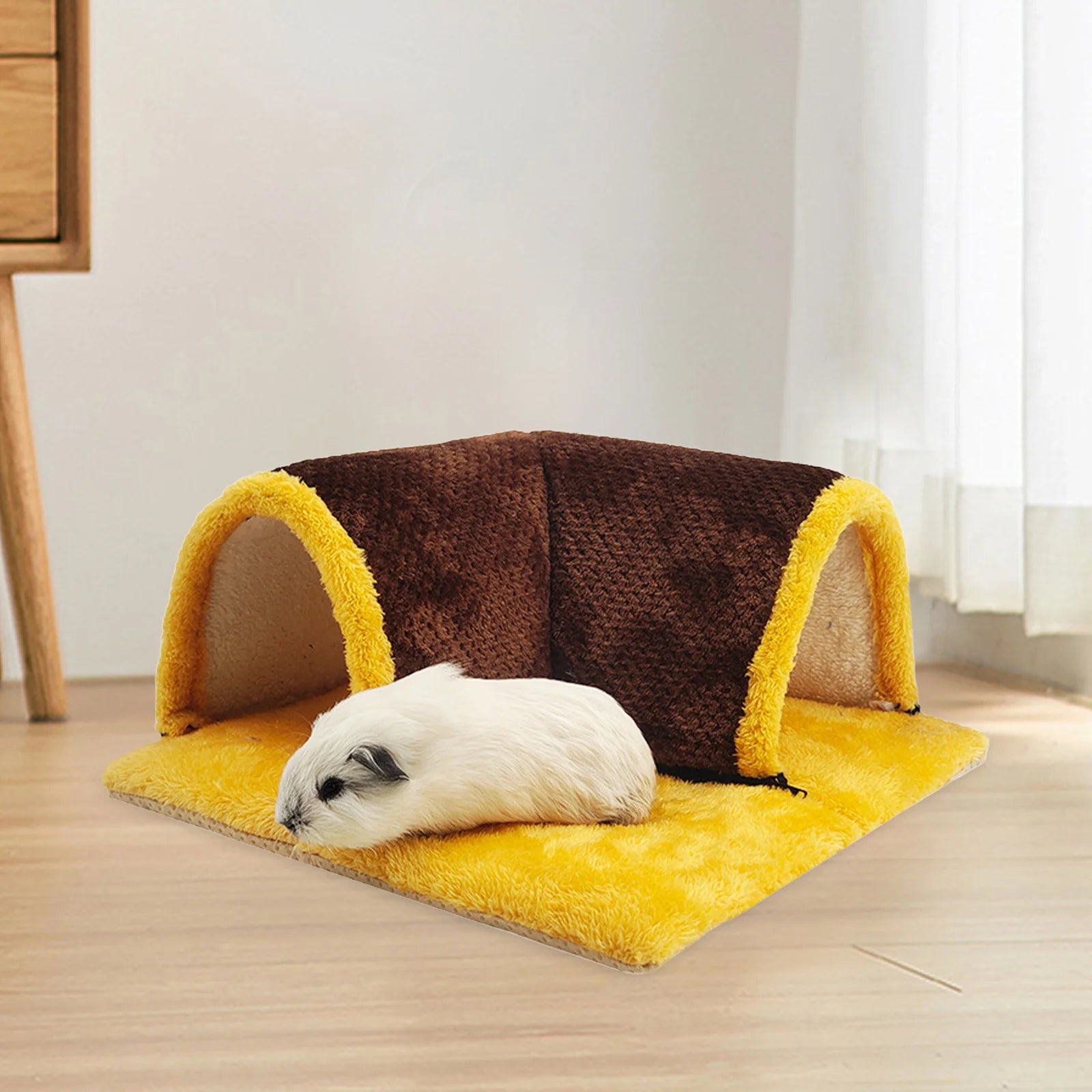 Small Animals Tunnel Guinea Pig Hideout Breathable Playground Removable Mat Pets Cave Guinea Pig House for Hamster Cat Kitten