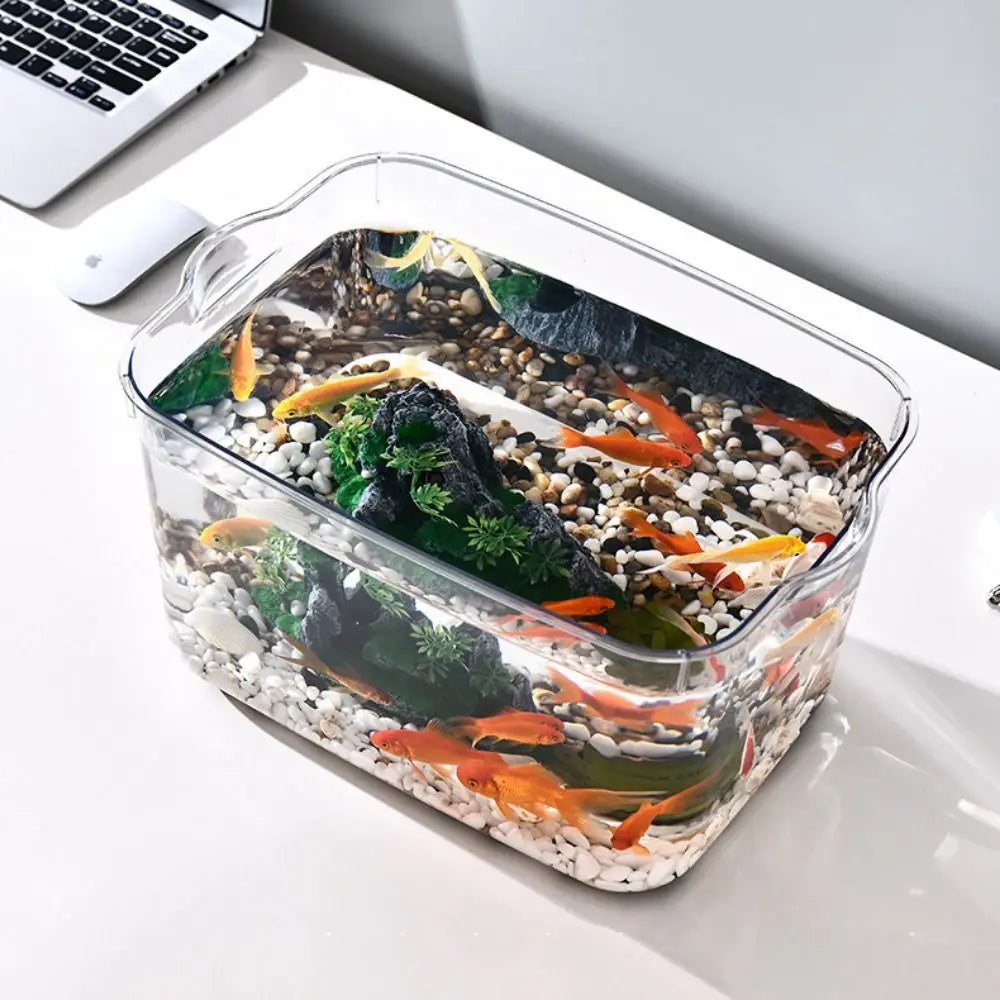 Transparent Explosion-proof Plastic Fish Tank Fall Prevention PET Desktop Goldfish Bowl Small Ecological Water Tank