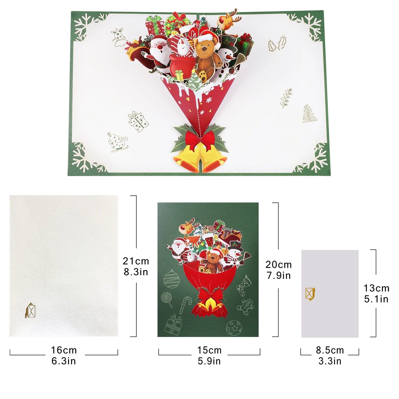 Christmas Pop Up Card, Christmas Bouquet Popup Card, Happy Holidays New Year