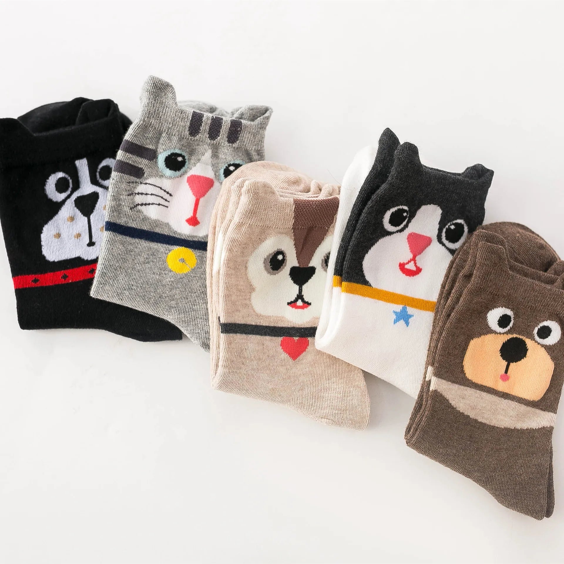 5 Pairs Women Socks Cartoon Cat Cute Funny Personality Soft Comfortable Chrismas Gift High Quality Cotton Socks For Women