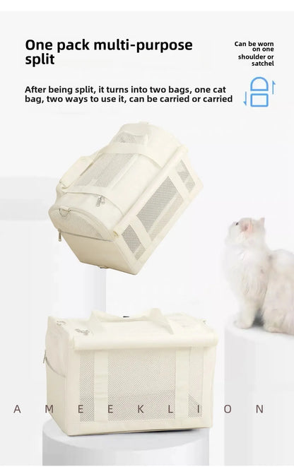 High Aesthetic Pet Trolley Box 2-layers Design Cat Basket Breathable Comfortable Transport Case Convenient Travel Pet Trolley