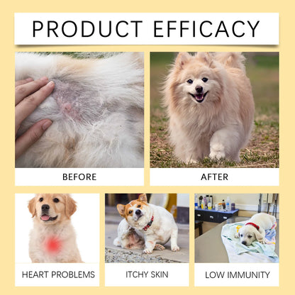 Canine Multivitamin Fish Oil Tablets for Dogs Coat Care Formula with Omega-3, Reduce Shedding & Nourish Skin Health Supplement