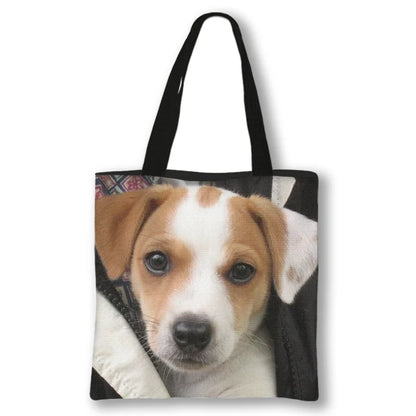 Jack Russell Terrier Women Tote Bag Labrador Print Pets Dog Student Casual Daily Use Single Handbags Portable Shoulder Bag Gift