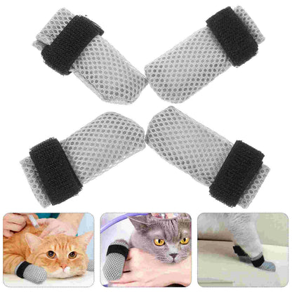 4 Pcs Cat Feet Scratch Protector Kitten Claw Caps Socks for Cats Mittens Indoor Anti Booties Polyester Nails Shoes