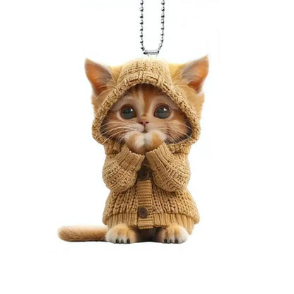 1pc Cat Pendant Christmas Tree Ornament With Lanyard Easy To Hang Car Acrylic Hanging Pendant Xmas Tree Decoration 아크릴 고양이 장신구