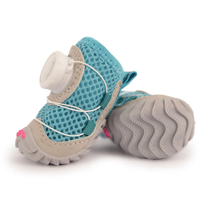 4pcs/set Protecting Breathable Dog Mesh Shoes Adjustable Anti-slip Pet Boots Thin Soft Sole Dog Sneakers Summer Season