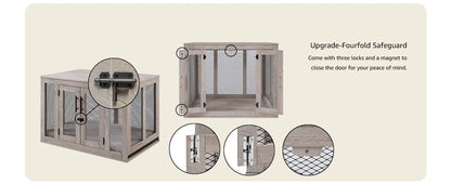 Sturdy Wood Dog Crate Furniture With 2 Drawers & Storage