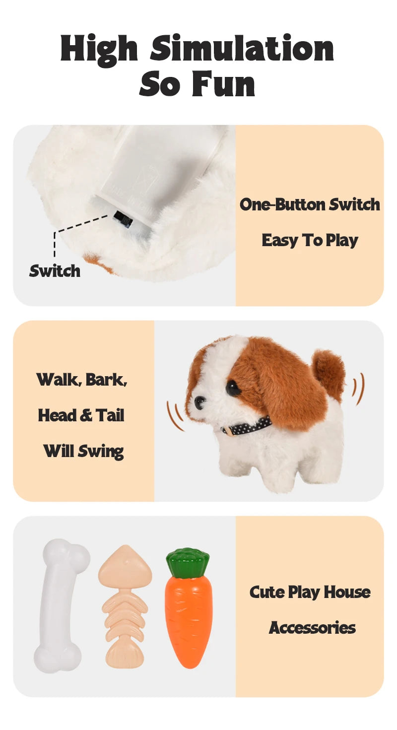 Children Pretend Play Pet Care Set Simulation Electric Plush Stuffed Dog Cat Rabbit Toy Walking Barking Education Toys for Girls