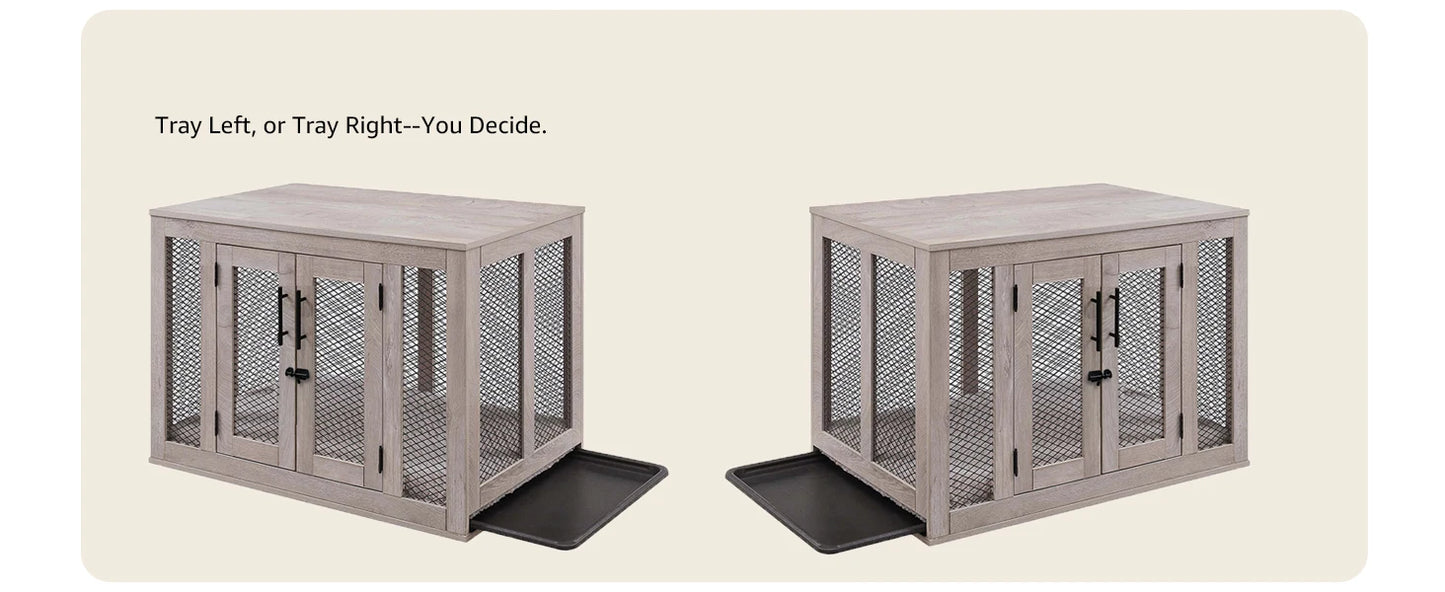 Sturdy Wood Dog Crate Furniture With 2 Drawers & Storage