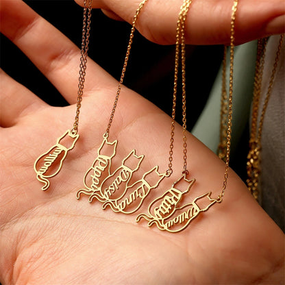 Personalized Pet Name 1-4 Cats Necklace Custom Memorials Gift Stainless Steel Choker Necklace for Women Girls Accesorios Mujer