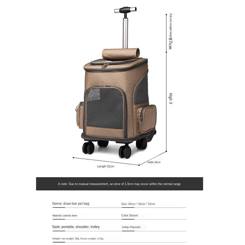 Pet Travel Stroller Travel  Adjustable Detachable Expandable Carrying Backpack