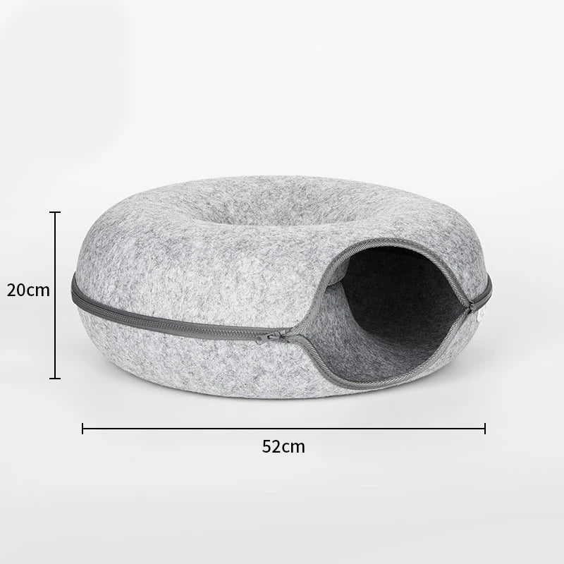 Donut Cat Bed Pet Cat Tunnel Interactive Play Toy Cat House Dual Use Ferrets Rabbit Bed Tunnels Indoor Toys Kitten Training Toy