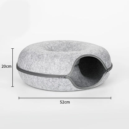 Donut Cat Bed Pet Cat Tunnel Interactive Play Toy Cat House Dual Use Ferrets Rabbit Bed Tunnels Indoor Toys Kitten Training Toy