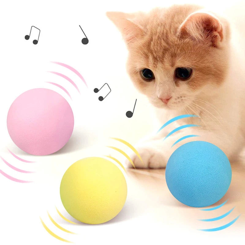 Smart Cat Toys Interactive Ball Plush Electric Catnip Training Toy Kitten Touch Sounding Pet Product Squeak Toy Ball Cat Supplie