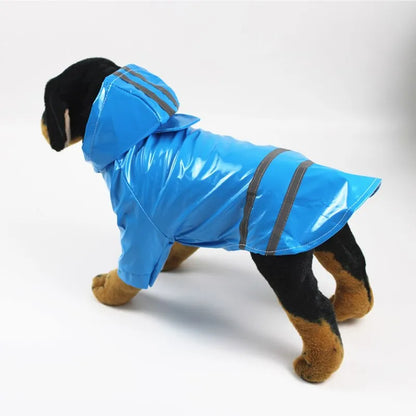 Waterproof Dog Raincoat with Hood & Reflective Strip Jacket