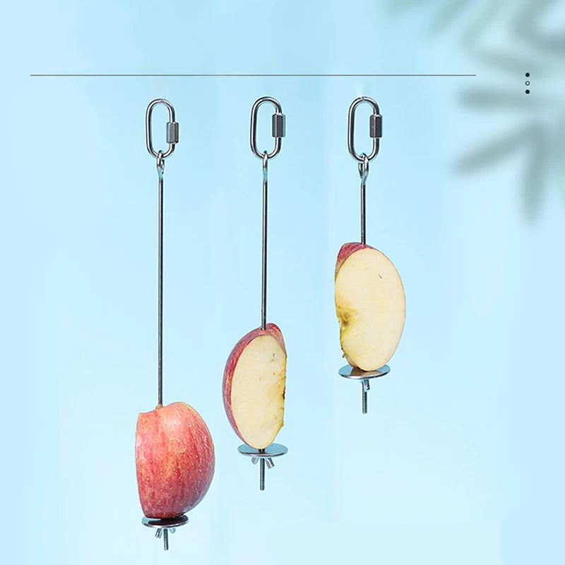 Parrot Stainless Steel Fruit Fork Corn Apple Fork Toy Bird Cage Supplies Bird Fruit Insert Feeder Pet Parrot Accessories