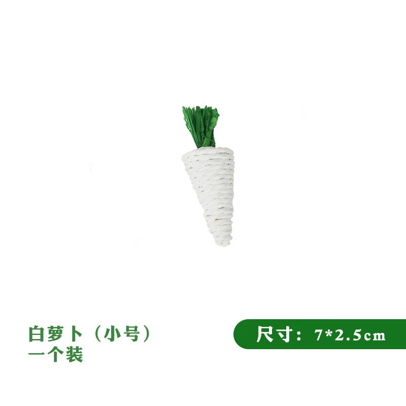 Hamster Rabbit Chew Toy Bite Grind Teeth Toys Corn Carrot Woven Balls for Tooth Cleaning Radish Molar Toys Pet Supplies 1pc