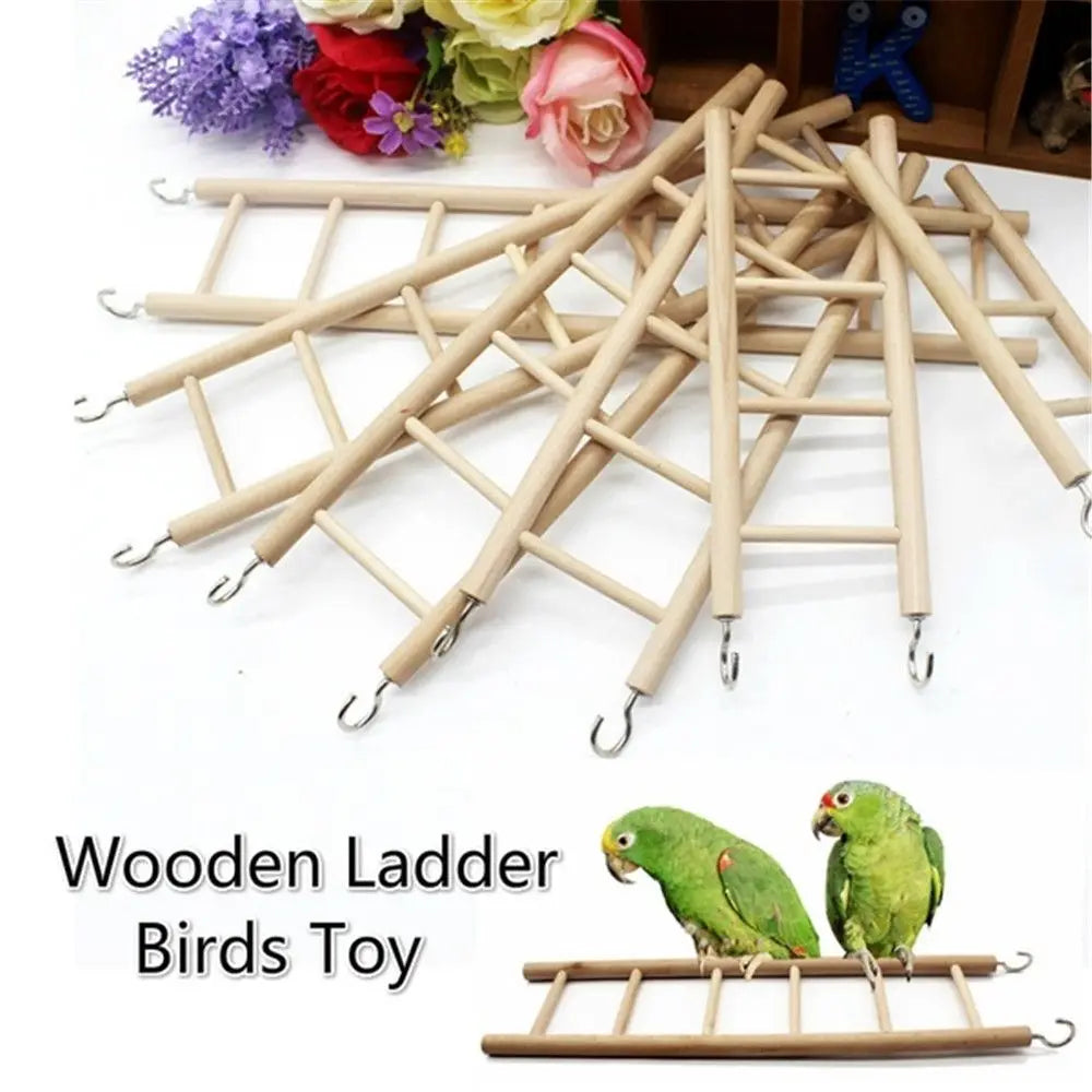 Wooden Ladder Swing Scratcher Climbing Ladder Hamsters Parrot Toys Pet Supplies