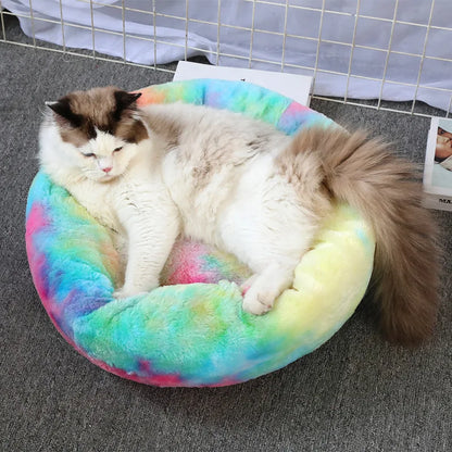 超ソフトペット猫ベッド プラッシュ フルサイズ 洗える 落ち着いたベッド ドーナツベッド 快適な睡眠アイテム あらゆる種類の猫に適しています