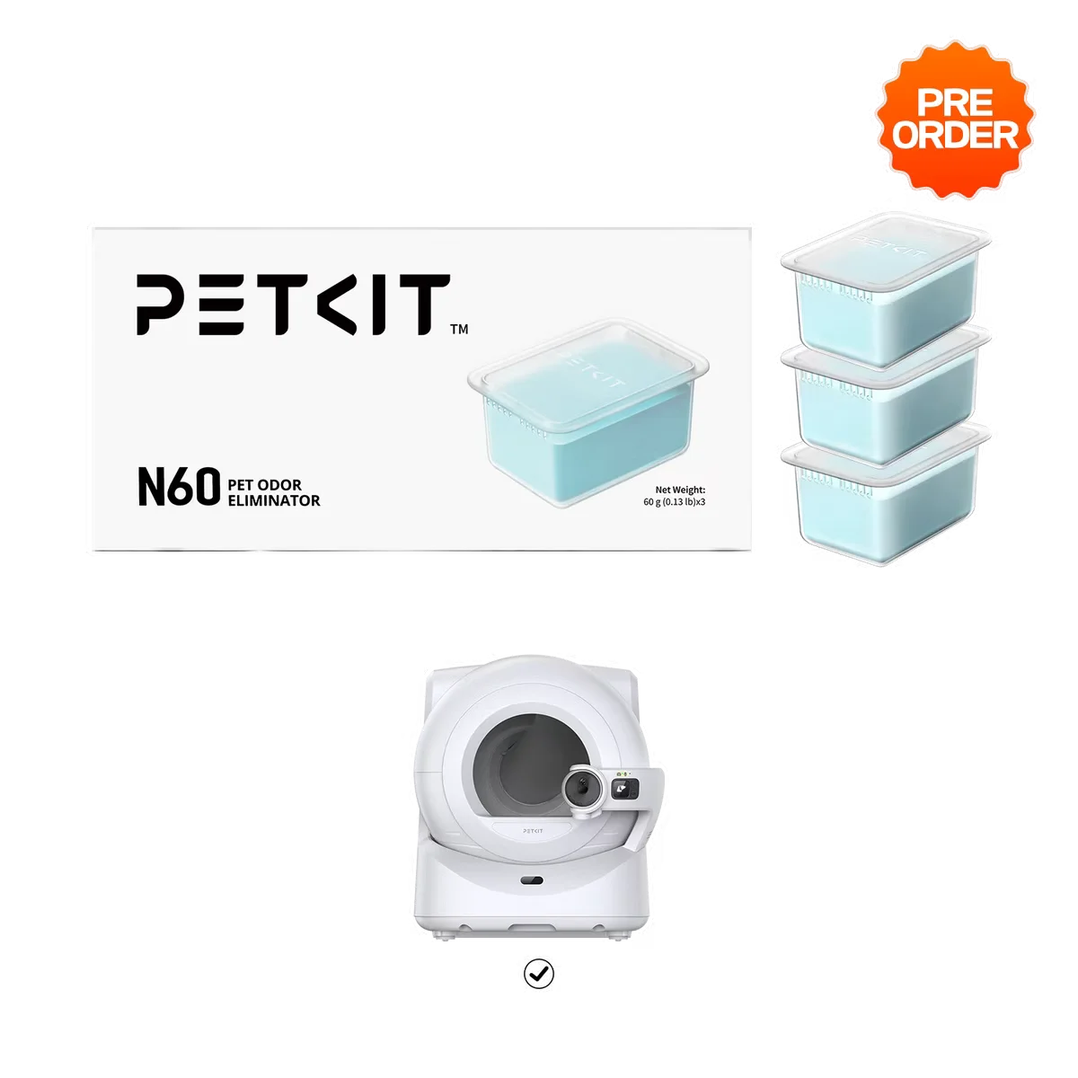 Petkit Pet Odor Eliminator N60 Exclusive for PUROBOT Ultra Self-Cleaning Cat Litter Box, Cat Toilet Odor Control(Pack of 3)