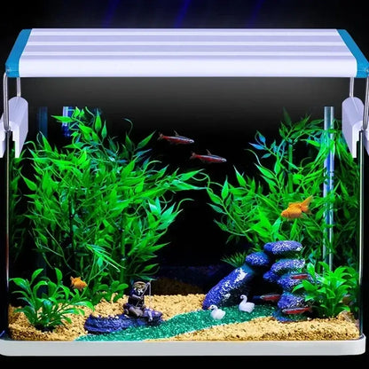 魚缸LED燈超薄魚缸水生植物生長照明防水明亮夾燈藍色LED 18-75公分 適用於植物 220v