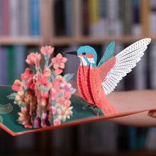 3D立體蜂鳥生日卡帶信封動物賀卡手作禮物母親節週年紀念