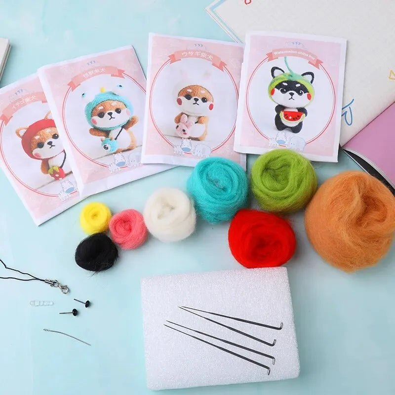 1 Pcs petshomesupplies Wool Felting Package Material Animal Handmade Toy Non-Finished DIY Arts Crafts Needlework Yarn Needle Felting Starter Kit