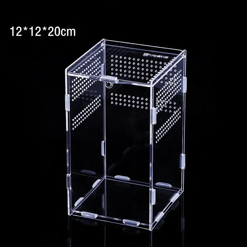 Reptile Acrylic Transparent Terrarium Habitat Breeding Box Reptiles Cage Nano Arboreal Tarantula Enclosure Bearded Dragon