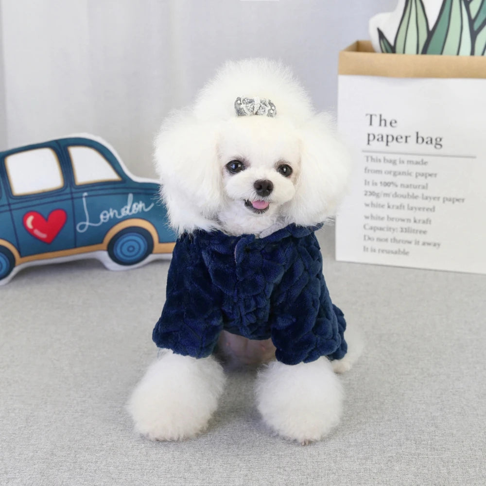 Winter Pet Dog Clothes Thicker Polyester Cotton Coat Jumpsuit Four-legged Down Jacket For French Bulldog Puppy Chihuahua