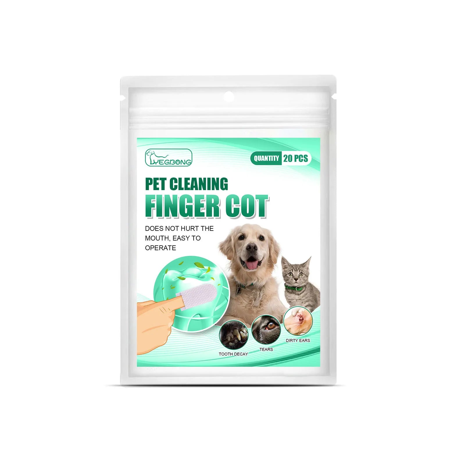 Teeth Cleaning Finger Wipes Disposable Wet Towels Cleaning Teeth Ear Eyes Wipes Pads Tear Stain for Dog Cat Grooming Supplies