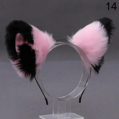 Fox Cat Ear Plush Hair Hoops Cosplay Fluffy Plush Hairband Headband Women Girl Masquerade Party Headwear Hair Accessories