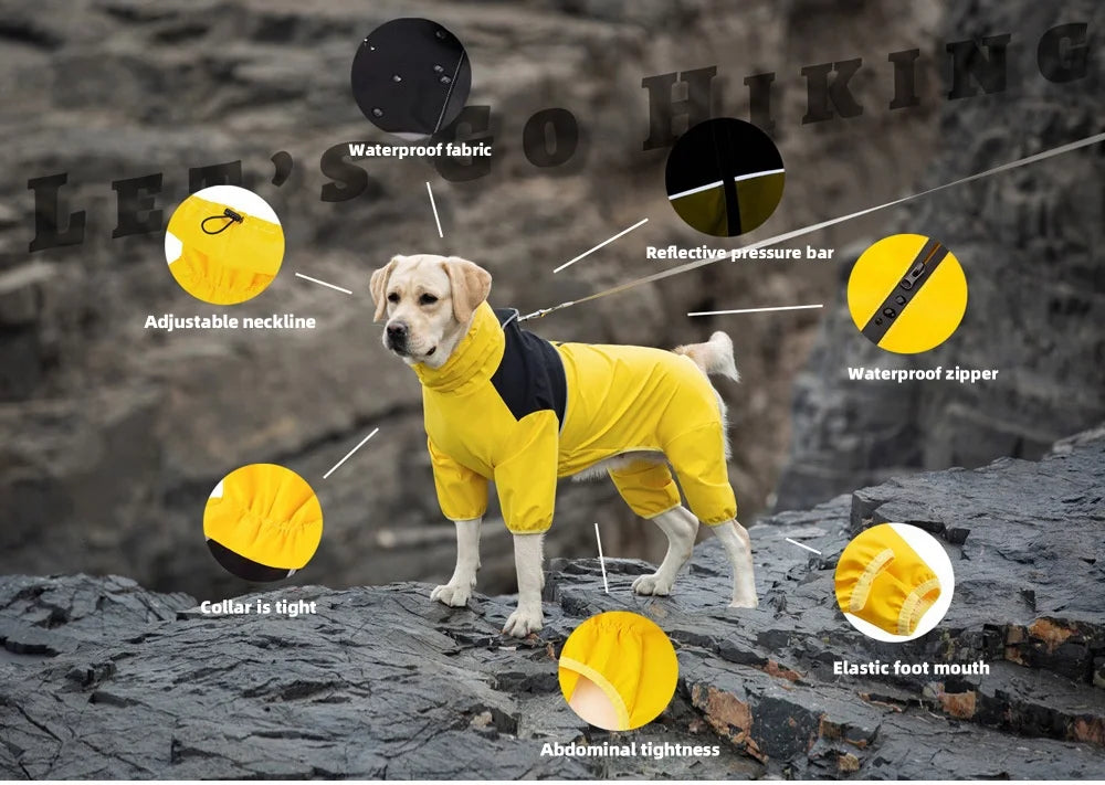 Medium And Large Dog Raincoat Labrador Golden Retriever Shiba Lnu Four Feet Waterproof Dog Clothes Anti Storm Coat Pet Raincoat