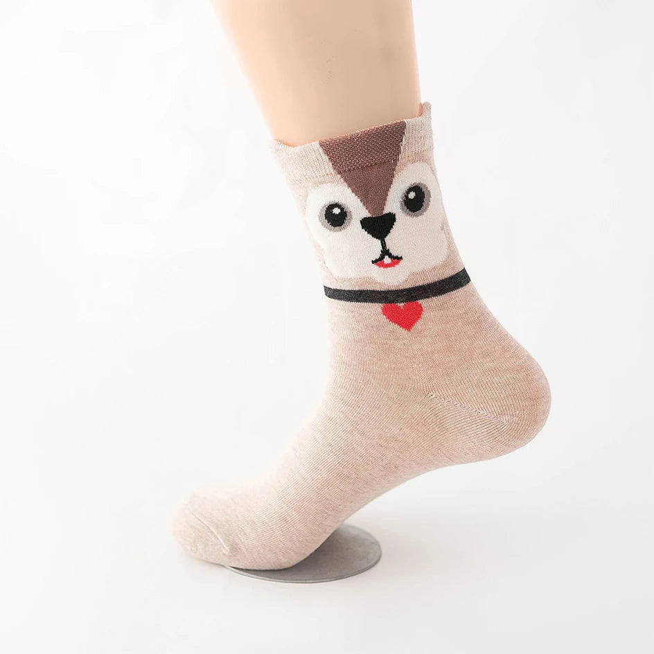 5 Pairs Women Socks Cartoon Cat Cute Funny Personality Soft Comfortable Chrismas Gift High Quality Cotton Socks For Women