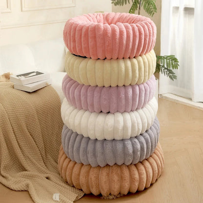 Round Plush Dog Bed for Medium Pets, Winter Soft Nest