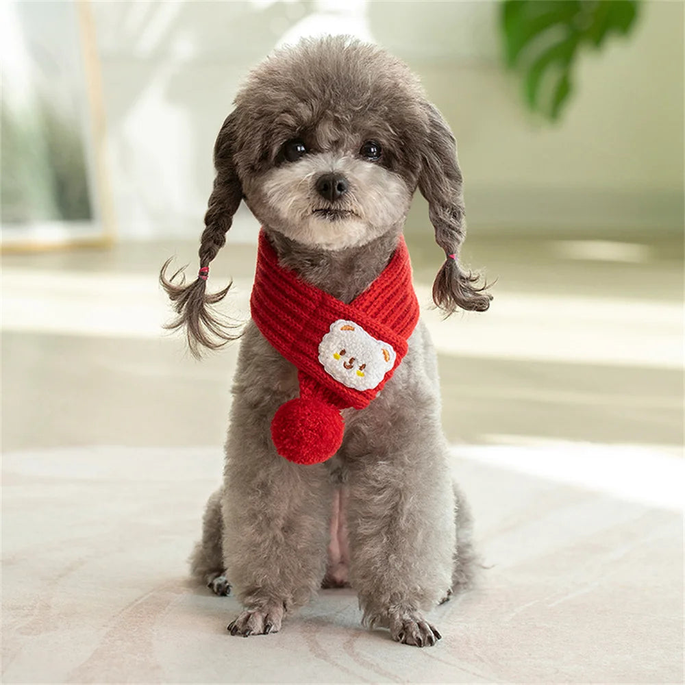 Winter Warm Puppy Dog Cat Scarf Christmas Cute  Pet Accessories for Small Medium Dogs Poodle Yorkshire Scarves mascotas Products