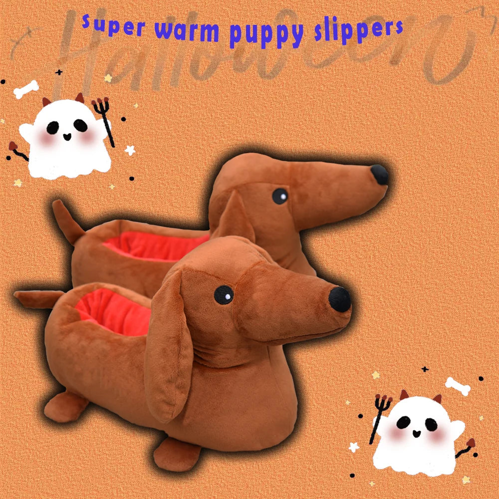 Highland Cow Dachshund Slippers Cartoon Weiner Dog Non-Slip Fuzzy Shoes Funny Animals Halloween House Slippers Birthday Gifts