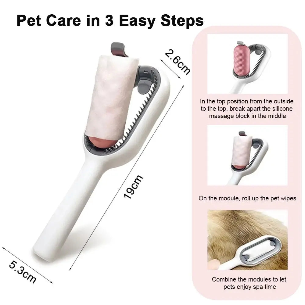 TONG 3 in 1 Pet Grooming Brush Set Wet Cat Brush Hair Removal Comb with Water Tank Sticky Brush 2.0 for Cats and Dogs