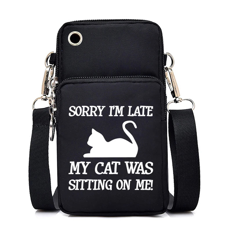 2024 Zipper Small Crossbody Bags Cartoon Anime Cat Women's Shoulder Purses and Handbags Girls Fashion Animal Mobile Phone Bag