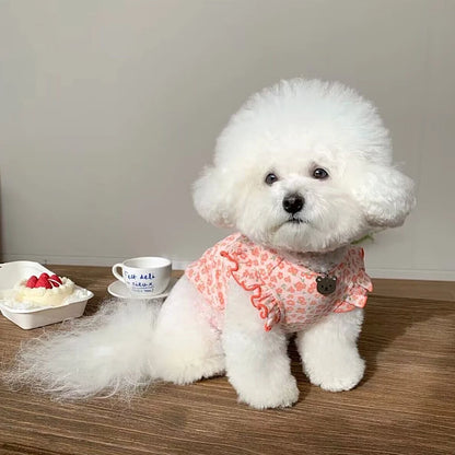 Floral Dog Vest for Summer – Flying Sleeve Girl Dog T-Shirt