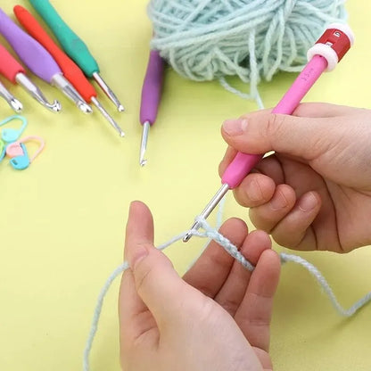 BUDDUR Multicolor Crochet Hooks Kit With Stitch Marker And Pencil Case For Cotton Yarn Knitting DIY Handmade Craft ToolsSet