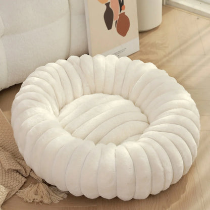 Round Plush Dog Bed for Medium Pets, Winter Soft Nest