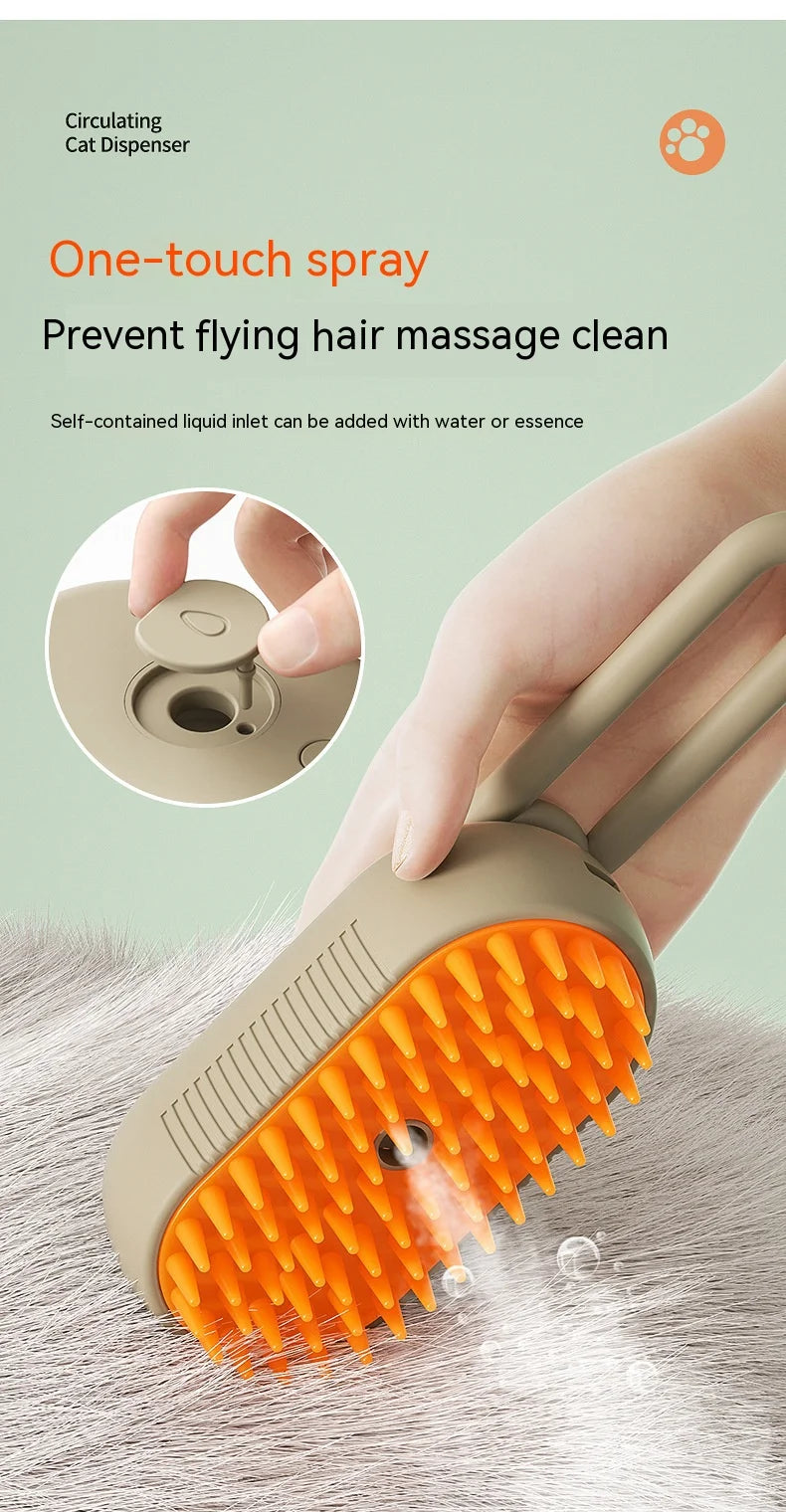 New Pet Spray Comb for Cats and Dogs Pet Electric Spray Hair Removal Comb One Key Spray Anti-Flying Massage Brush, Clean Massage