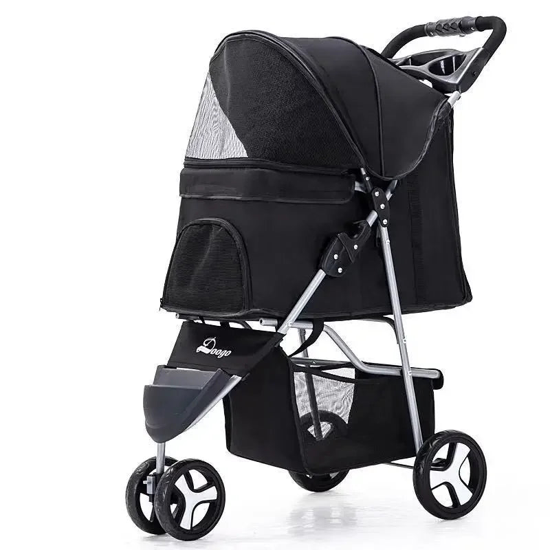 Lightweight Folding Pet Trolley Cat, Dog and Cart Three-wheeled Pet Cart Go Out Cart Supplies Dog Stroller