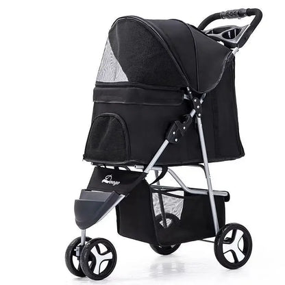 Lightweight Folding Pet Trolley Cat, Dog and Cart Three-wheeled Pet Cart Go Out Cart Supplies Dog Stroller