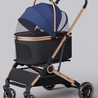 Folding 4 Wheels Dog Trolley Pet Jogger for Small Medium Dogs Travel